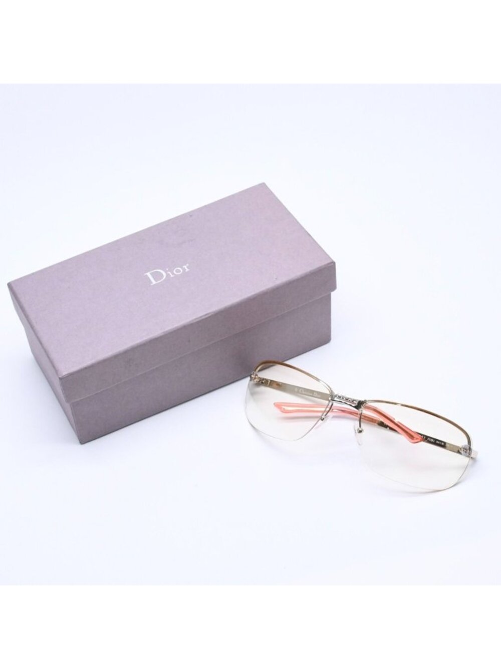 Dior Adiorable 5 Half Rim Sunglasses Silver Yellow Eyewear